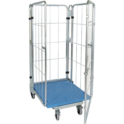 Roll container, nestable, 4-sided, with plastic base, HxWxD 1770 x 729 x 818 mm.