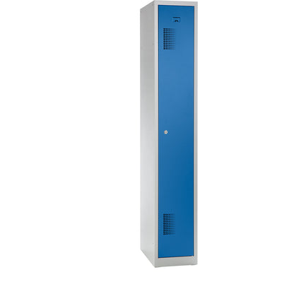 Amsterdam locker, 1 compartment, light grey / light blue, width 300 mm, cylinder lock.