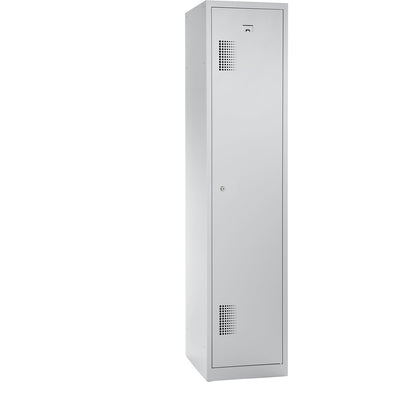 Amsterdam clean and dirty locker, centre divider, 1 compartment, light grey, width 400 mm, cylinder lock.