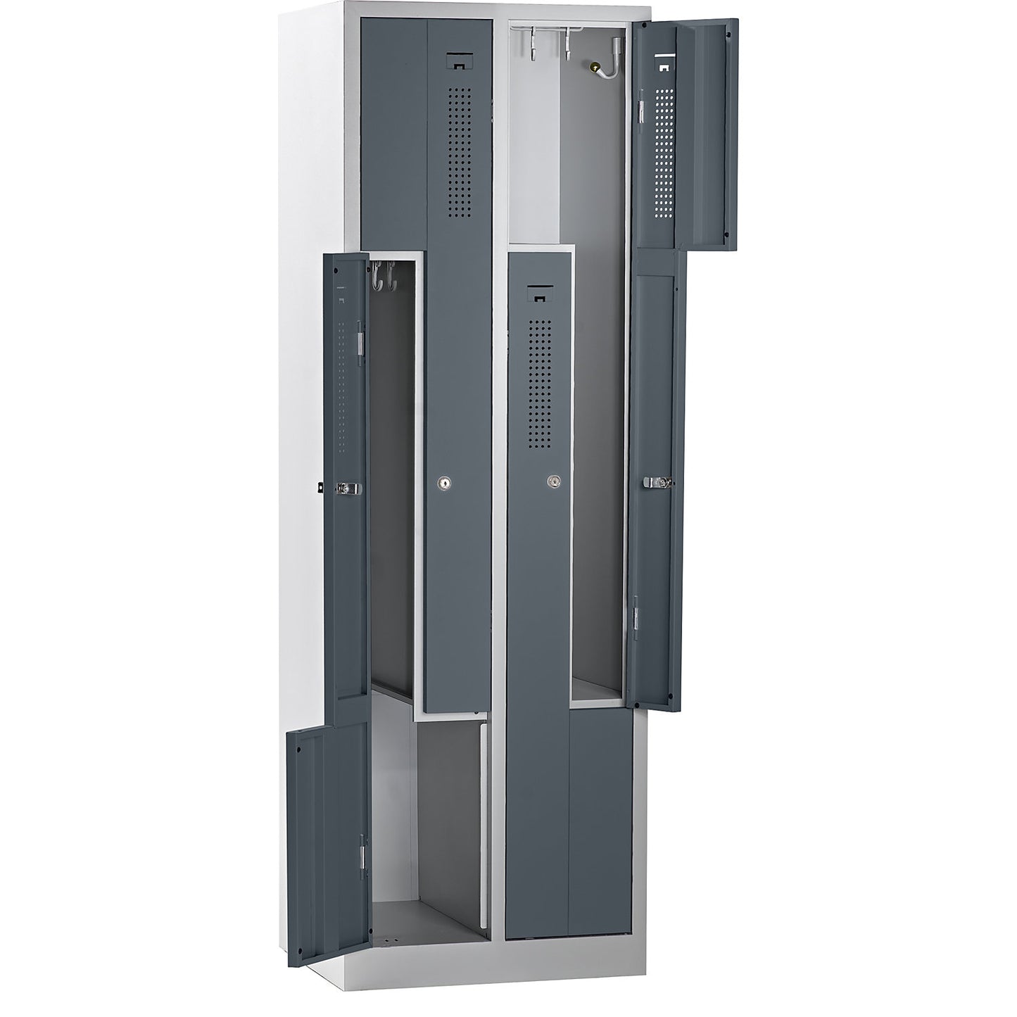 Amsterdam Z locker, 2 compartments, light grey / basalt grey, width 590 mm.