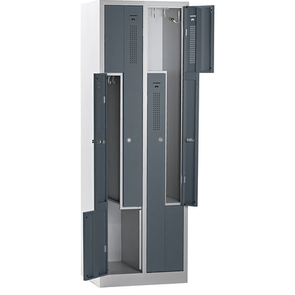 Amsterdam Z locker, 2 compartments, light grey / basalt grey, width 590 mm.