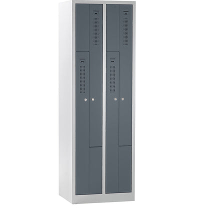 Amsterdam Z locker, 2 compartments, light grey / basalt grey, width 590 mm.