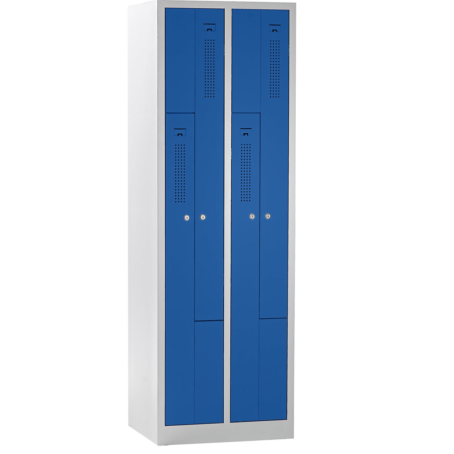 Amsterdam Z locker, 2 compartments, light grey / gentian blue, width 590 mm.