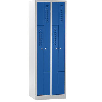Amsterdam Z locker, 2 compartments, light grey / gentian blue, width 590 mm.