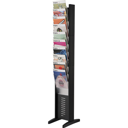 Brochure display stand, stationary, 10 lockers, HxWxD 1620 x 300 x 385 mm, black.