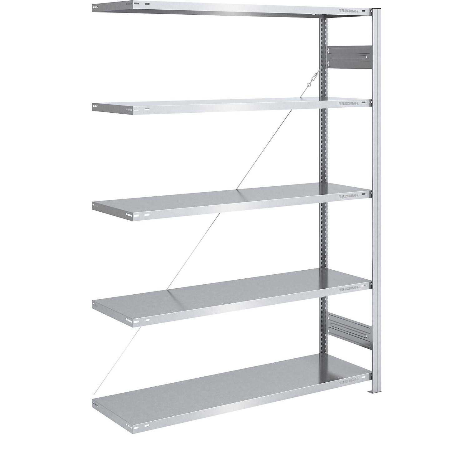 Boltless shelving unit, medium duty, single-sided, HxWxD 2000 x 1300 x 500 mm, zinc plated, extension shelf unit.