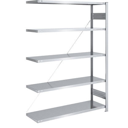 Boltless shelving unit, medium duty, single-sided, HxWxD 2000 x 1300 x 500 mm, zinc plated, extension shelf unit.