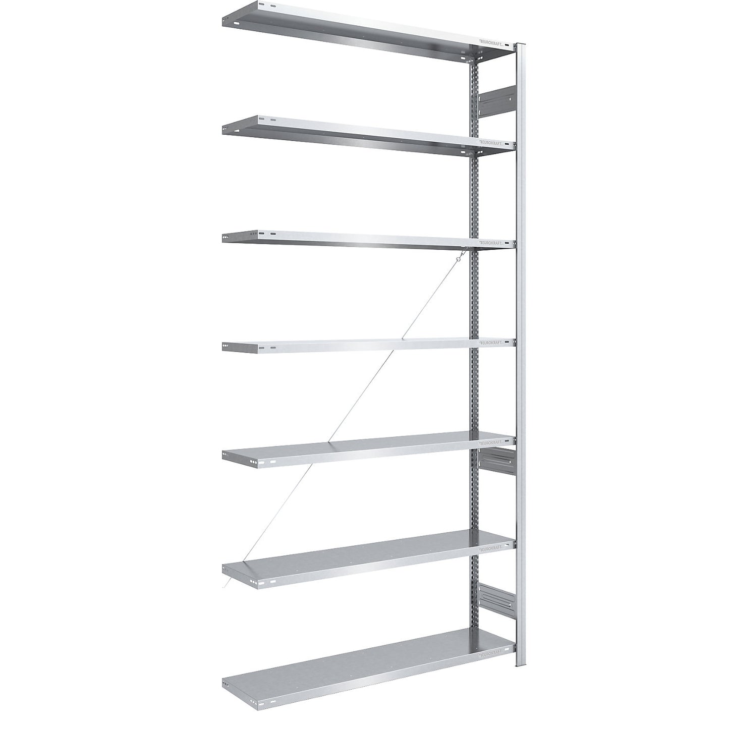 Boltless shelving unit, light duty, single-sided, HxWxD 3000 x 1300 x 400 mm, zinc plated, extension shelf unit.