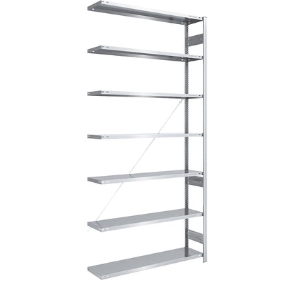 Boltless shelving unit, light duty, single-sided, HxWxD 3000 x 1300 x 400 mm, zinc plated, extension shelf unit.
