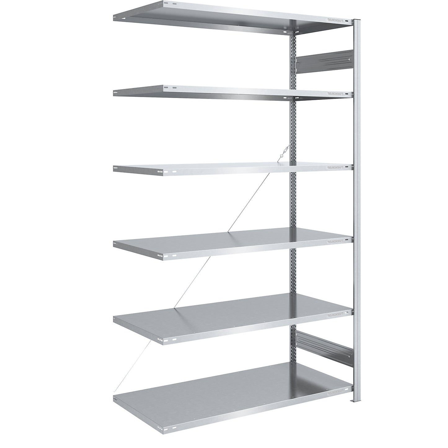 Boltless shelving unit, light duty, single-sided, HxWxD 2500 x 1300 x 800 mm, zinc plated, extension shelf unit.