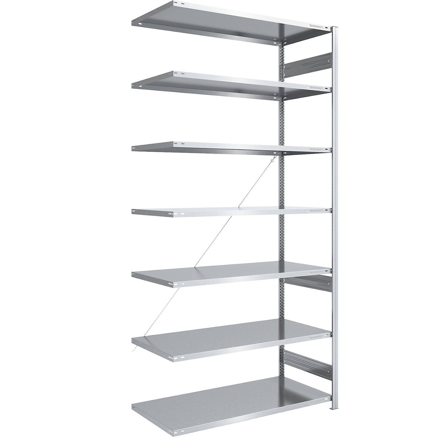Boltless shelving unit, light duty, single-sided, HxWxD 3000 x 1300 x 800 mm, zinc plated, extension shelf unit.
