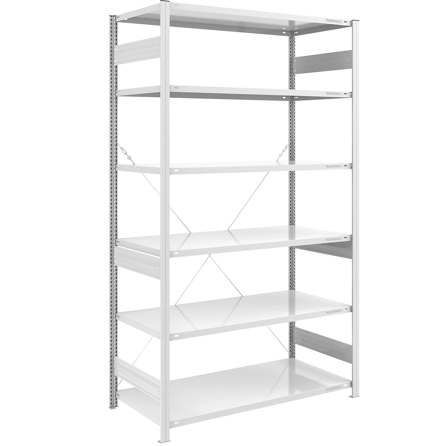 Boltless shelving unit, medium duty, single-sided, HxWxD 2500 x 1300 x 800 mm, grey, standard shelf unit.
