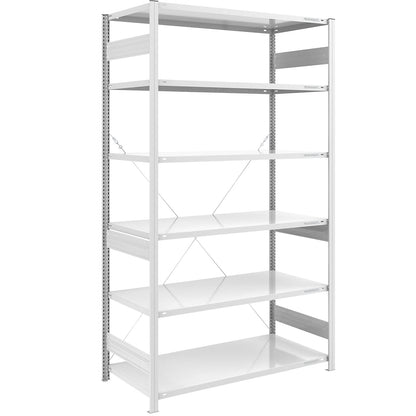 Boltless shelving unit, medium duty, single-sided, HxWxD 2500 x 1300 x 800 mm, grey, standard shelf unit.