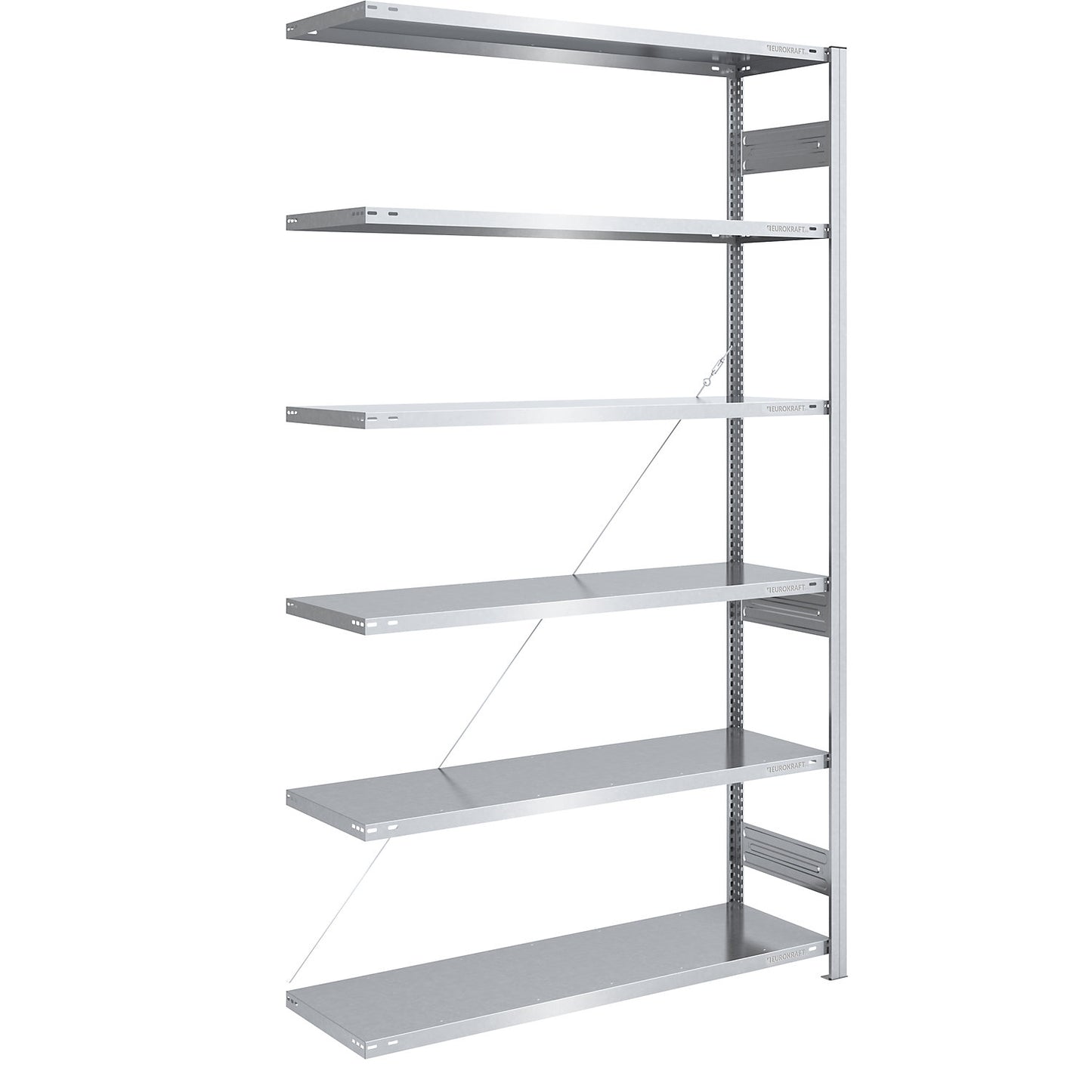Boltless shelving unit, medium duty, single-sided, HxWxD 2500 x 1300 x 500 mm, zinc plated, extension shelf unit.