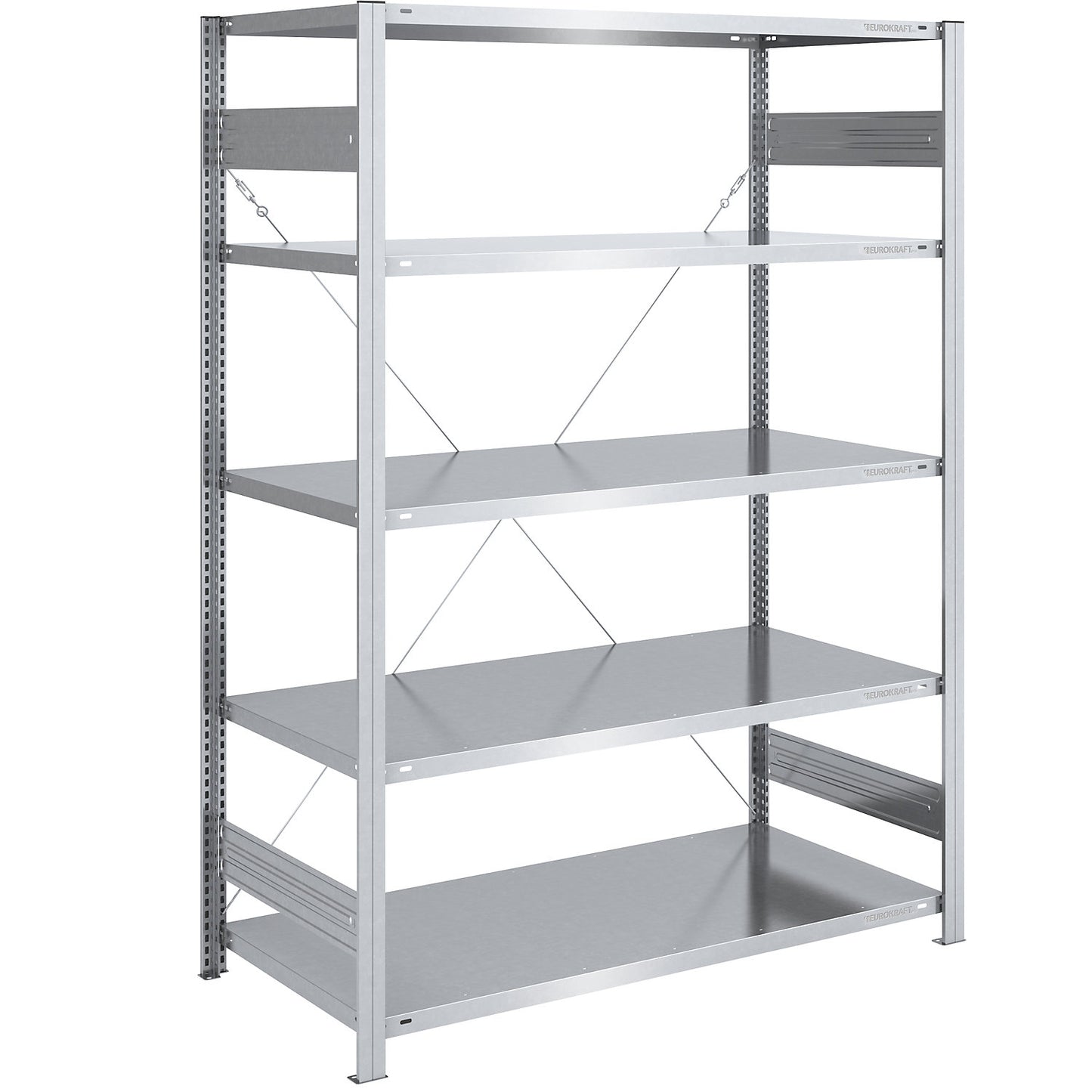 Boltless shelving unit, medium duty, single-sided, HxWxD 2000 x 1300 x 800 mm, zinc plated, standard shelf unit.