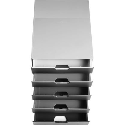 Storage unit, mail and form set, housing: grey, dark grey drawers, 5 drawers.