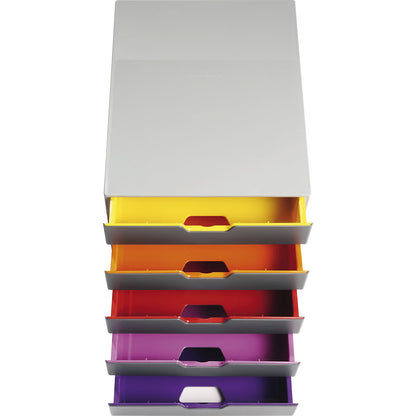 VARICOLOR® drawer box, HxWxD 292 x 280 x 356 mm, 5 drawers, grey.