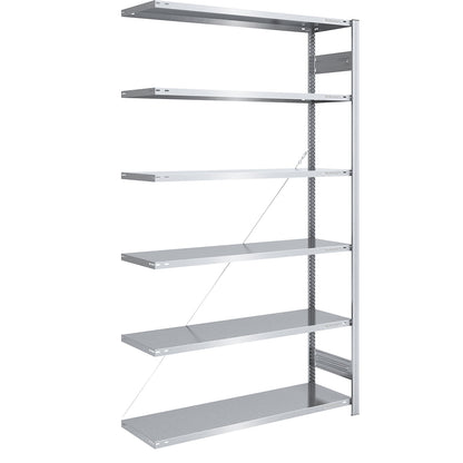 Boltless shelving unit, light duty, single-sided, HxWxD 2500 x 1300 x 500 mm, zinc plated, extension shelf unit.