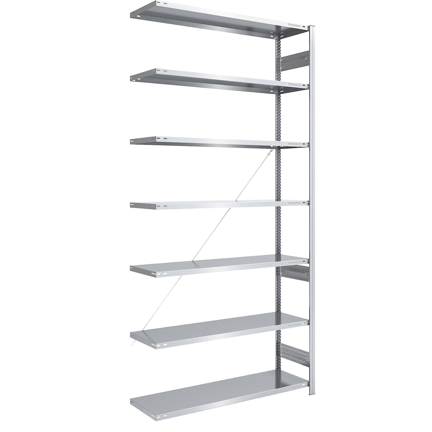 Boltless shelving unit, medium duty, single-sided, HxWxD 3000 x 1300 x 500 mm, zinc plated, extension shelf unit.
