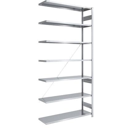 Boltless shelving unit, medium duty, single-sided, HxWxD 3000 x 1300 x 500 mm, zinc plated, extension shelf unit.