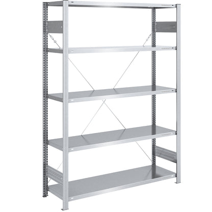 Boltless shelving unit, light duty, single-sided, HxWxD 2000 x 1300 x 500 mm, zinc plated, standard shelf unit.