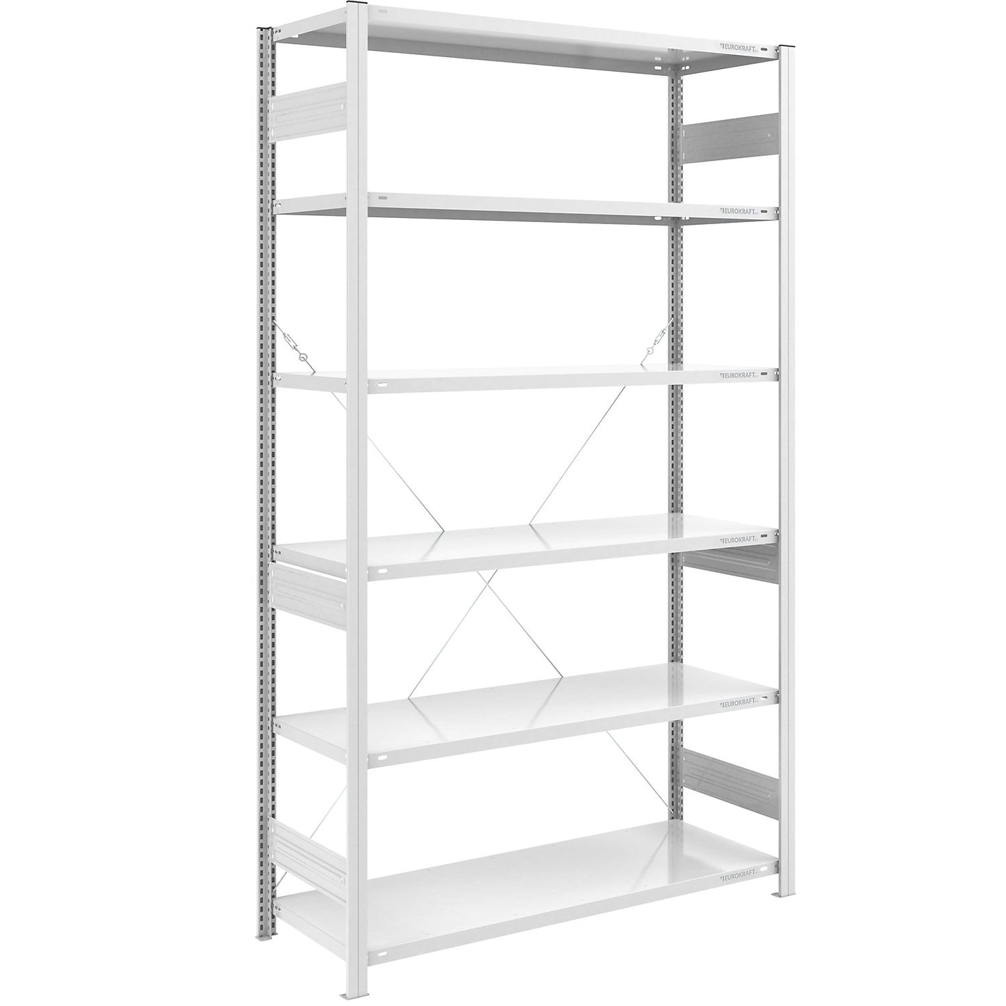 Boltless shelving unit, medium duty, single-sided, HxWxD 2500 x 1300 x 600 mm, grey, standard shelf unit.