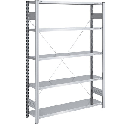 Boltless shelving unit, medium duty, single-sided, HxWxD 2000 x 1300 x 400 mm, zinc plated, standard shelf unit.