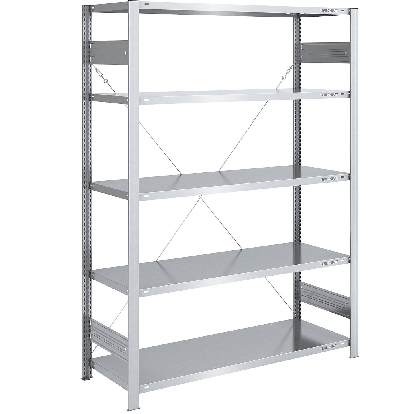 Boltless shelving unit, medium duty, single-sided, HxWxD 2000 x 1300 x 600 mm, zinc plated, standard shelf unit.