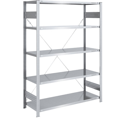 Boltless shelving unit, medium duty, single-sided, HxWxD 2000 x 1300 x 600 mm, zinc plated, standard shelf unit.