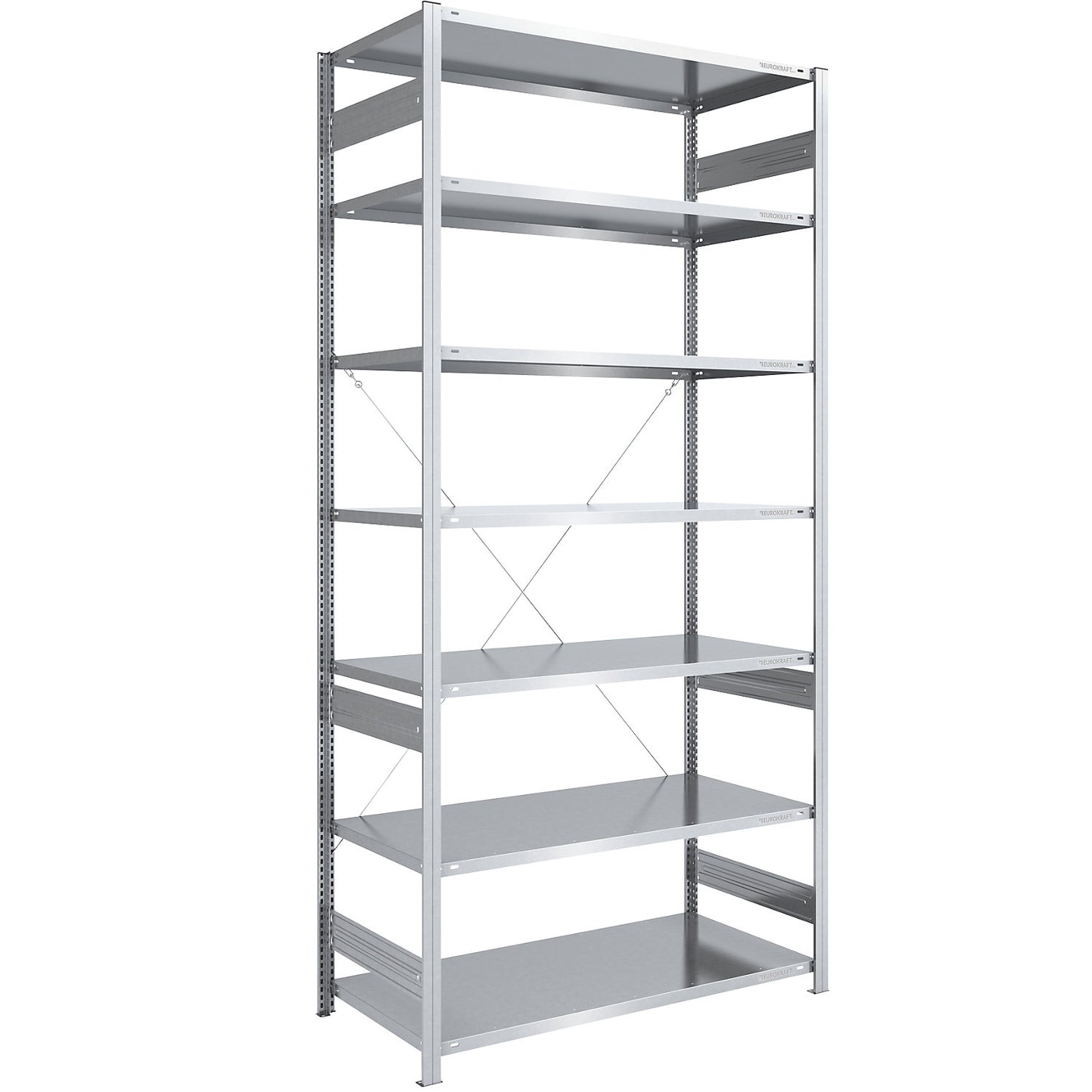 Boltless shelving unit, light duty, single-sided, HxWxD 3000 x 1300 x 800 mm, zinc plated, standard shelf unit.