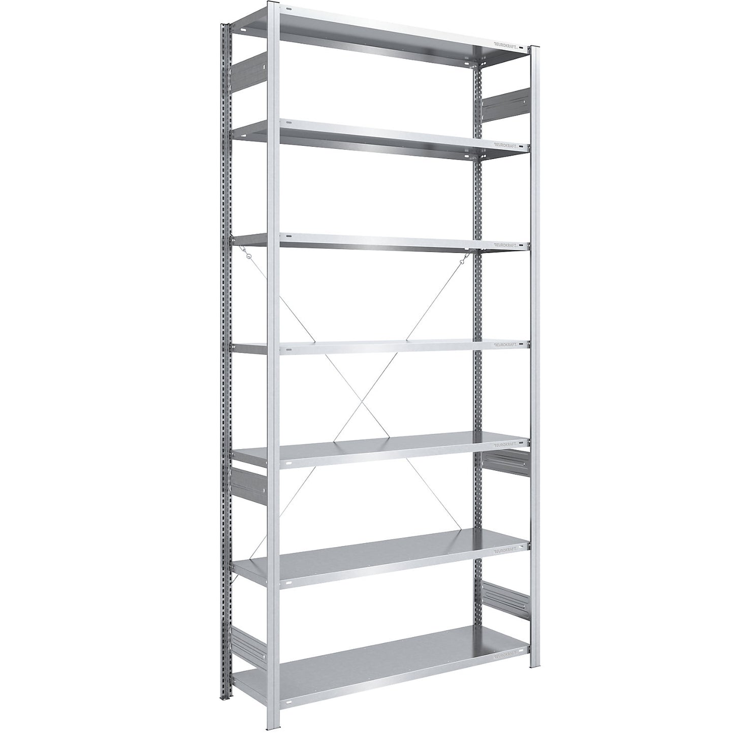 Boltless shelving unit, medium duty, single-sided, HxWxD 3000 x 1300 x 500 mm, zinc plated, standard shelf unit.