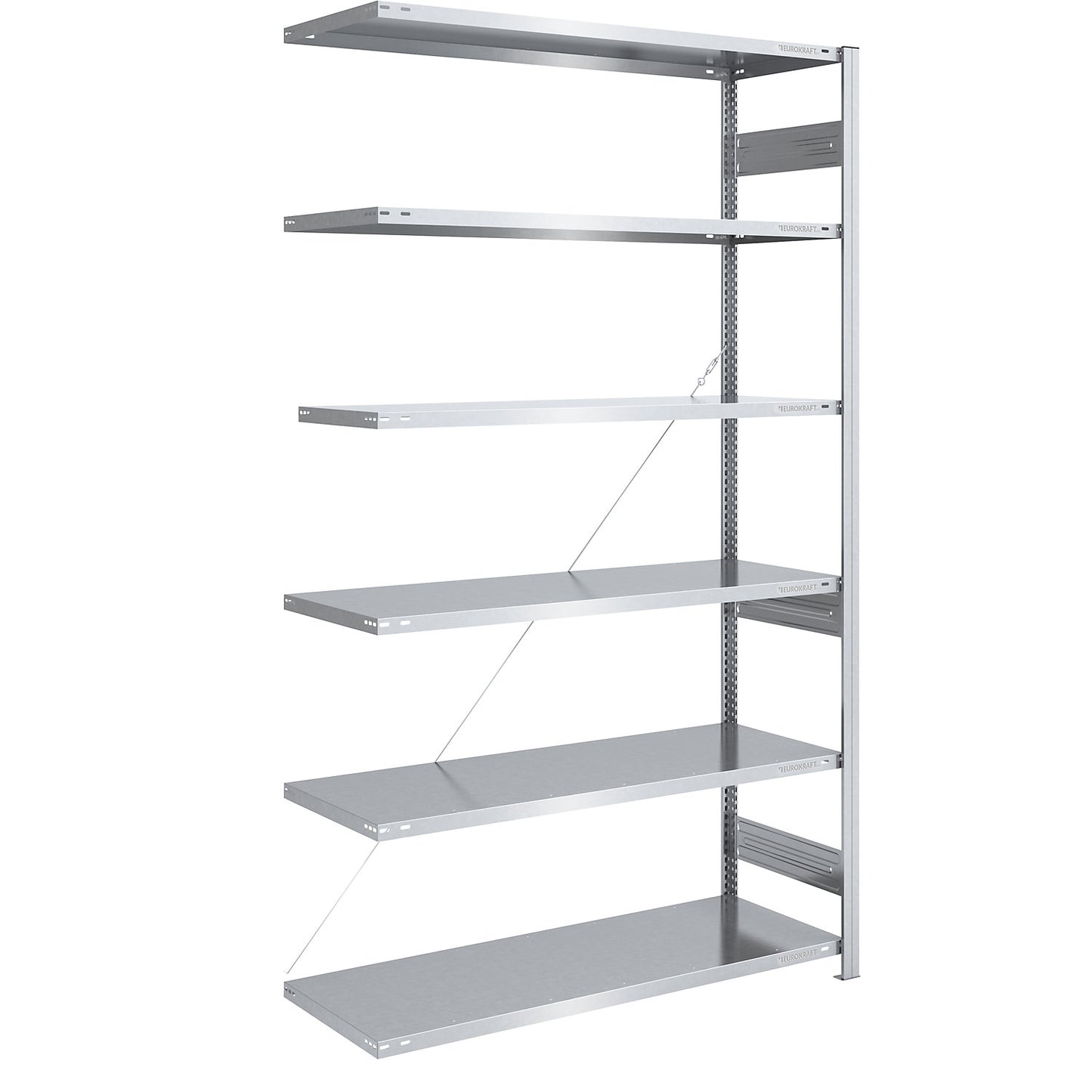Boltless shelving unit, medium duty, single-sided, HxWxD 2500 x 1300 x 600 mm, zinc plated, extension shelf unit.