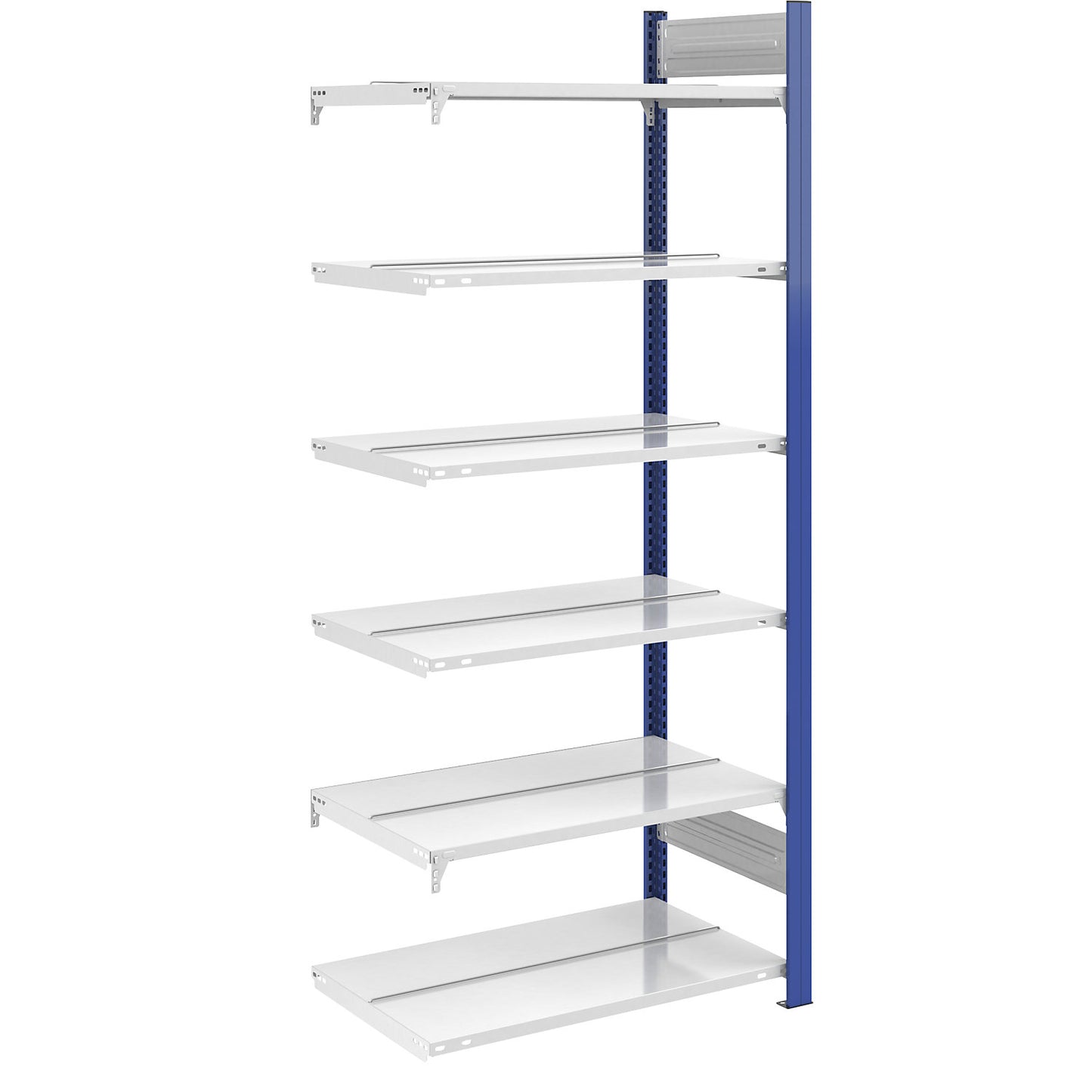 Boltless file shelving unit, double sided, height 2000 mm, WxD 750 x 600 mm, extension shelf unit, blue / grey.