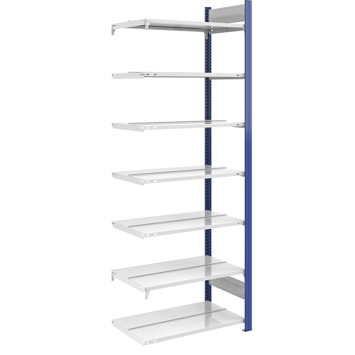 Boltless file shelving unit, double sided, height 2350 mm, WxD 750 x 600 mm, extension shelf unit, blue / grey.