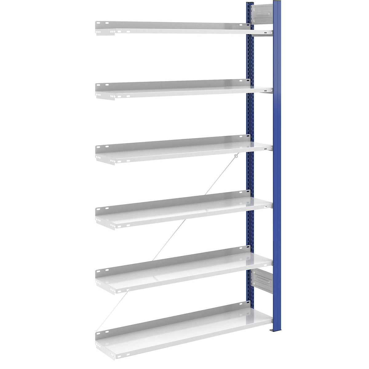 Boltless file shelving unit, single sided, height 2000 mm, WxD 1000 x 300 mm, extension shelf unit, blue / grey.