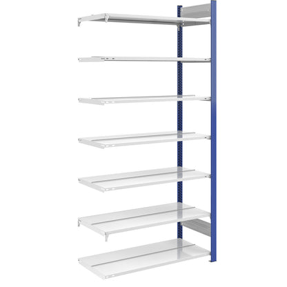 Boltless file shelving unit, double sided, height 2350 mm, WxD 1000 x 600 mm, extension shelf unit, blue / grey.