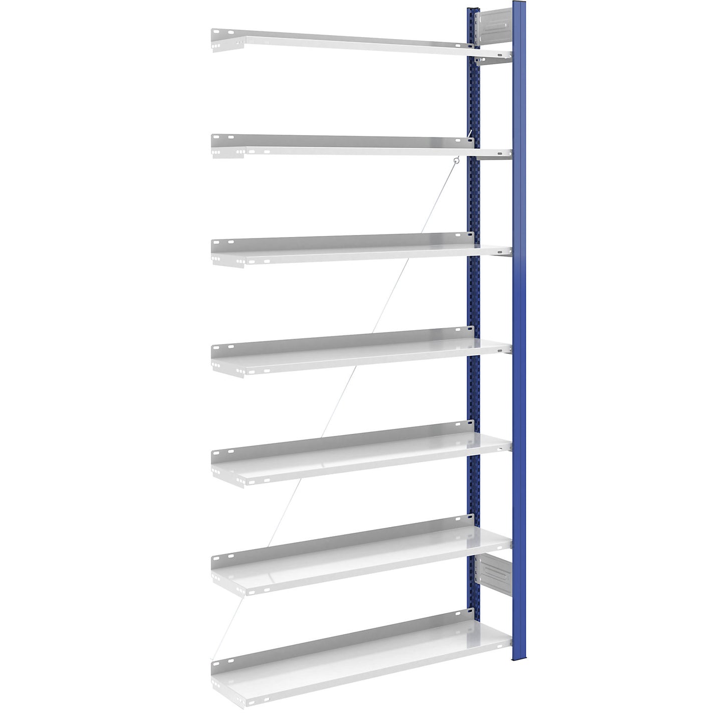 Boltless file shelving unit, single sided, height 2350 mm, WxD 1000 x 300 mm, extension shelf unit, blue / grey.