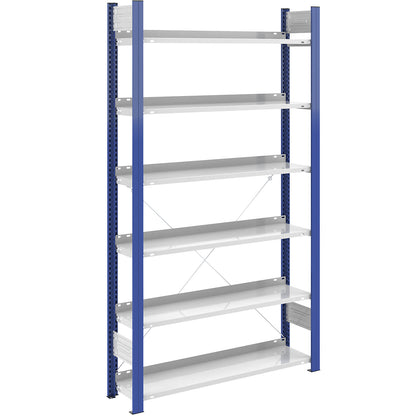 Boltless file shelving unit, single sided, height 2000 mm, WxD 1000 x 300 mm, standard shelf unit, blue / grey.