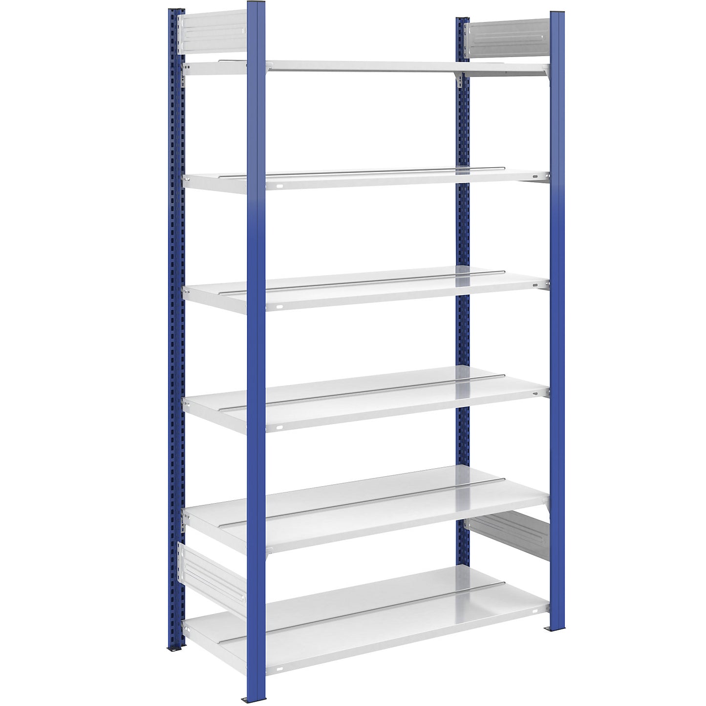 Boltless file shelving unit, double sided, height 2000 mm, WxD 1000 x 600 mm, standard shelf unit, blue / grey.