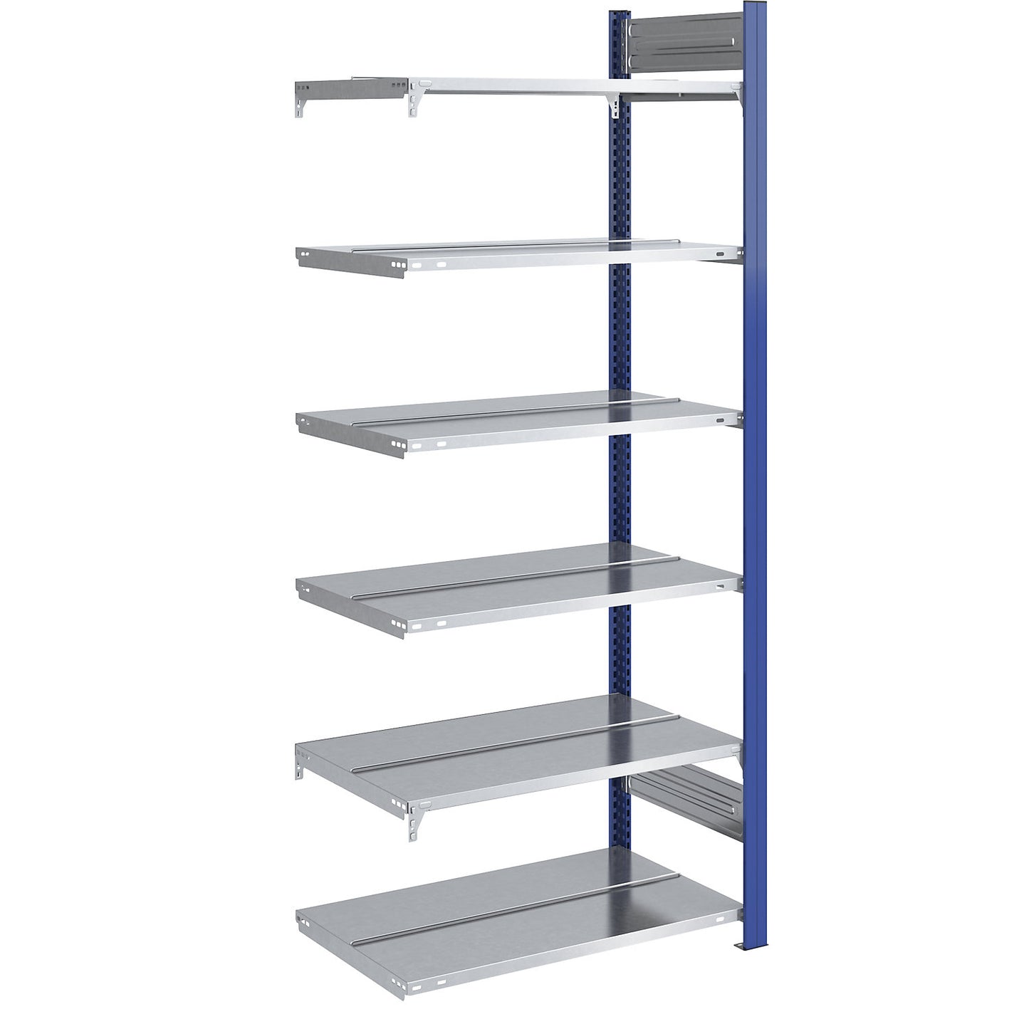 Boltless file shelving unit, double sided, height 2000 mm, WxD 750 x 600 mm, extension shelf unit, blue / zinc plated.