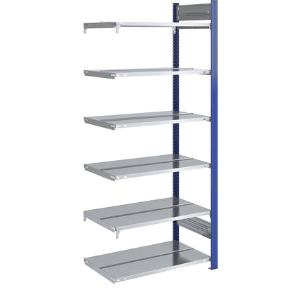 Boltless file shelving unit, double sided, height 2000 mm, WxD 750 x 600 mm, extension shelf unit, blue / zinc plated.