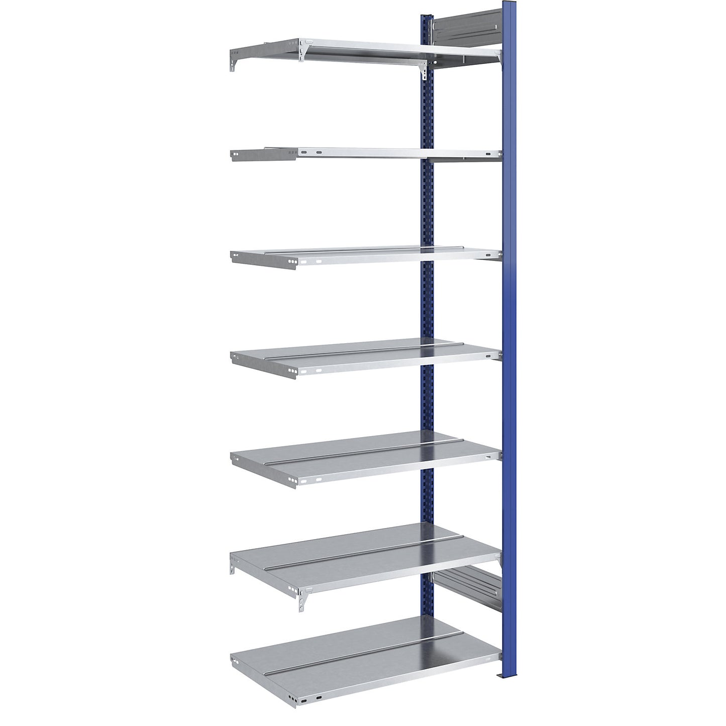 Boltless file shelving unit, double sided, height 2350 mm, WxD 750 x 600 mm, extension shelf unit, blue / zinc plated.