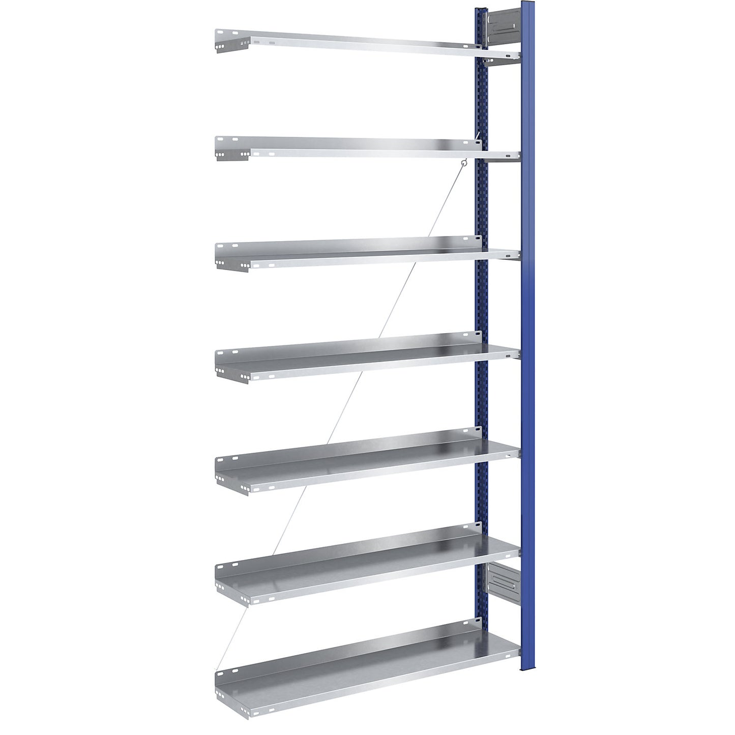 Boltless file shelving unit, single sided, height 2350 mm, WxD 1000 x 300 mm, extension shelf unit, blue / zinc plated.