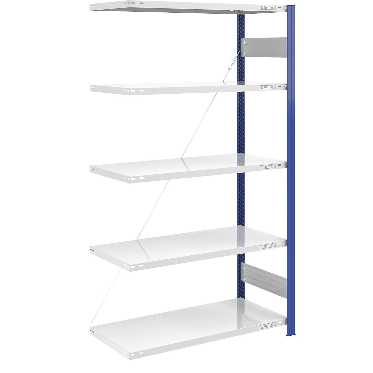 Boltless shelving unit, light duty, single-sided, HxWxD 2000 x 1000 x 600 mm, blue/grey, extension shelf unit.