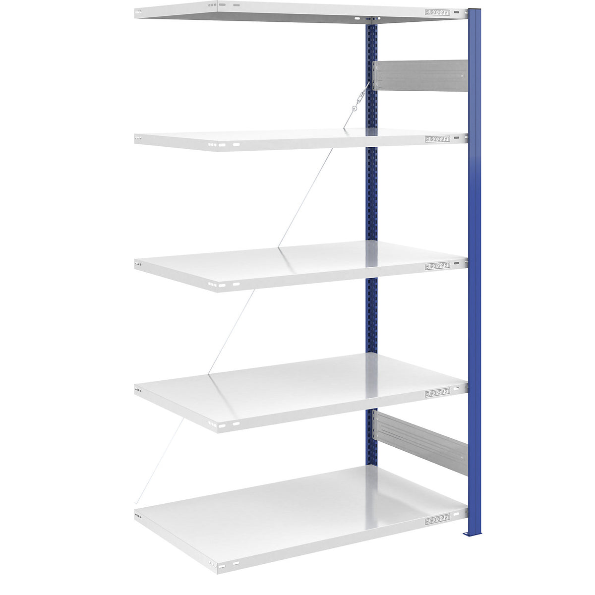 Boltless shelving unit, light duty, single-sided, HxWxD 2000 x 1000 x 800 mm, blue/grey, extension shelf unit.