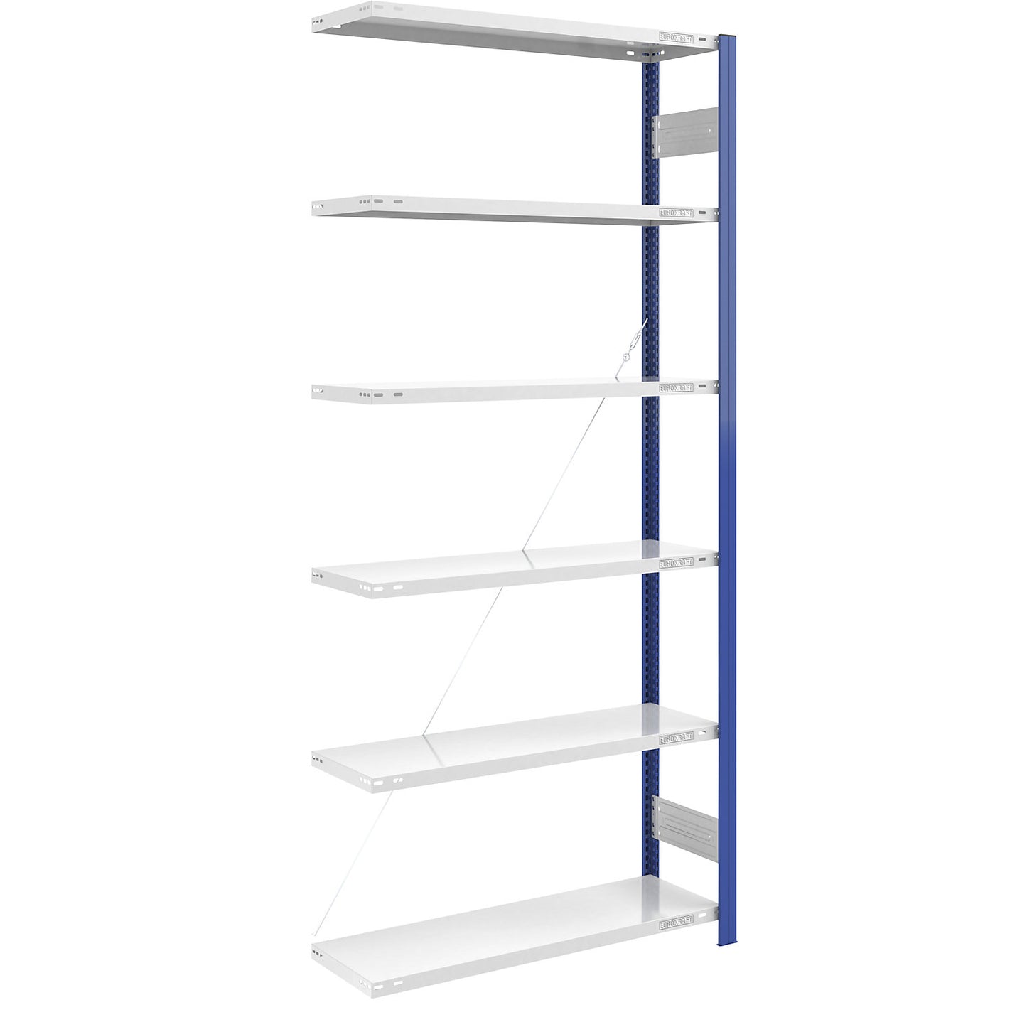 Boltless shelving unit, light duty, single-sided, HxWxD 2500 x 1000 x 400 mm, blue/grey, extension shelf unit.