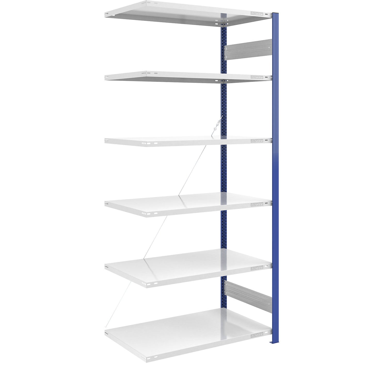 Boltless shelving unit, light duty, single-sided, HxWxD 2500 x 1000 x 800 mm, blue/grey, extension shelf unit.