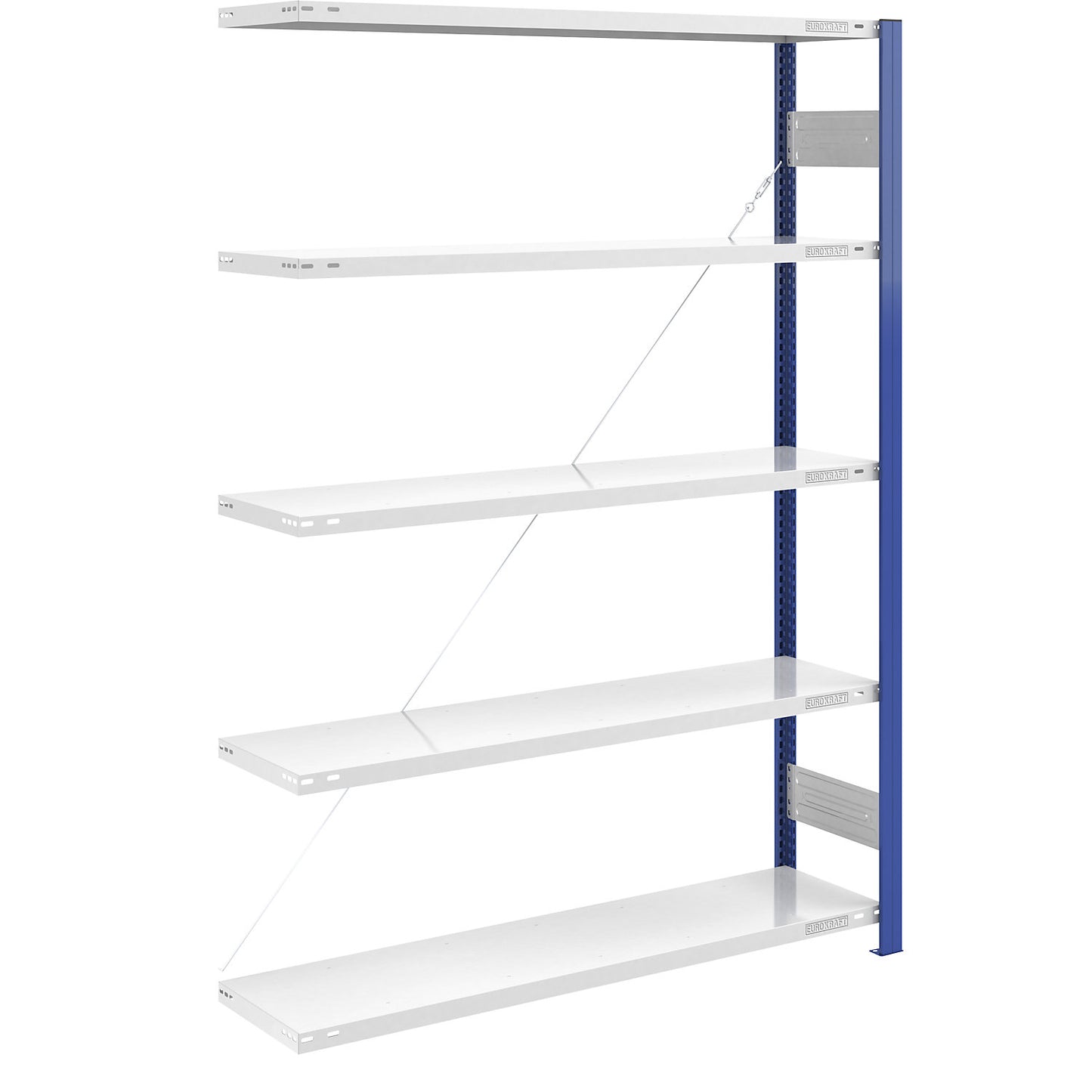 Boltless shelving unit, light duty, single-sided, HxWxD 2000 x 1300 x 400 mm, blue/grey, extension shelf unit.