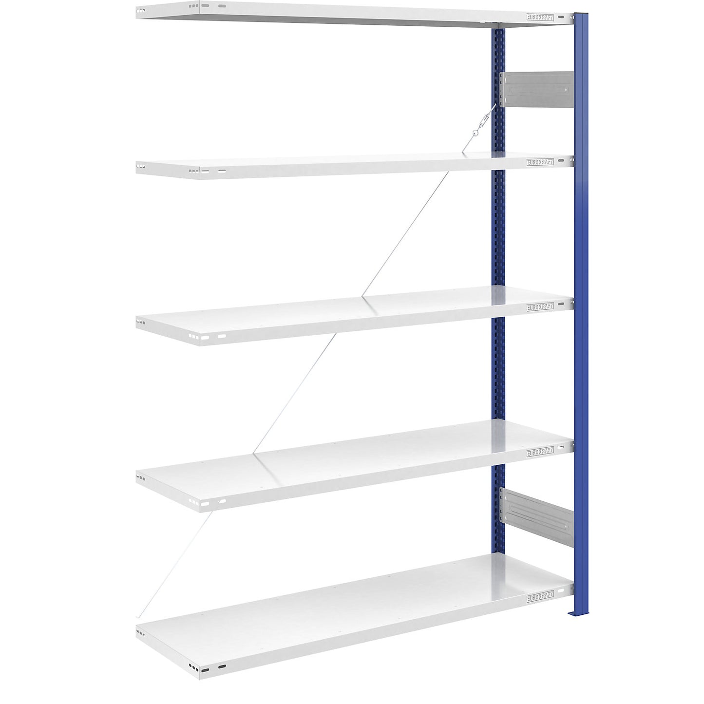 Boltless shelving unit, light duty, single-sided, HxWxD 2000 x 1300 x 500 mm, blue/grey, extension shelf unit.