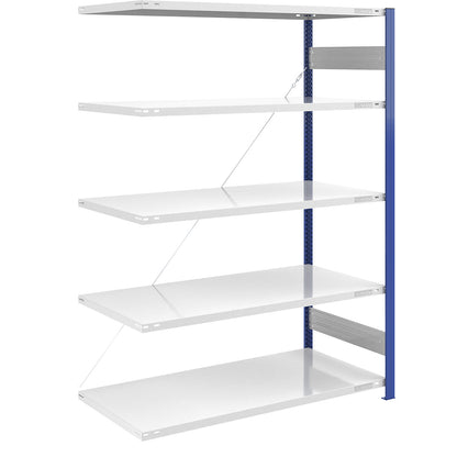 Boltless shelving unit, light duty, single-sided, HxWxD 2000 x 1300 x 800 mm, blue/grey, extension shelf unit.